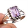 Natural Pink Amethyst Gemstone 925 Solid Sterling Silver Jewelry Ring S.8 C0z88
