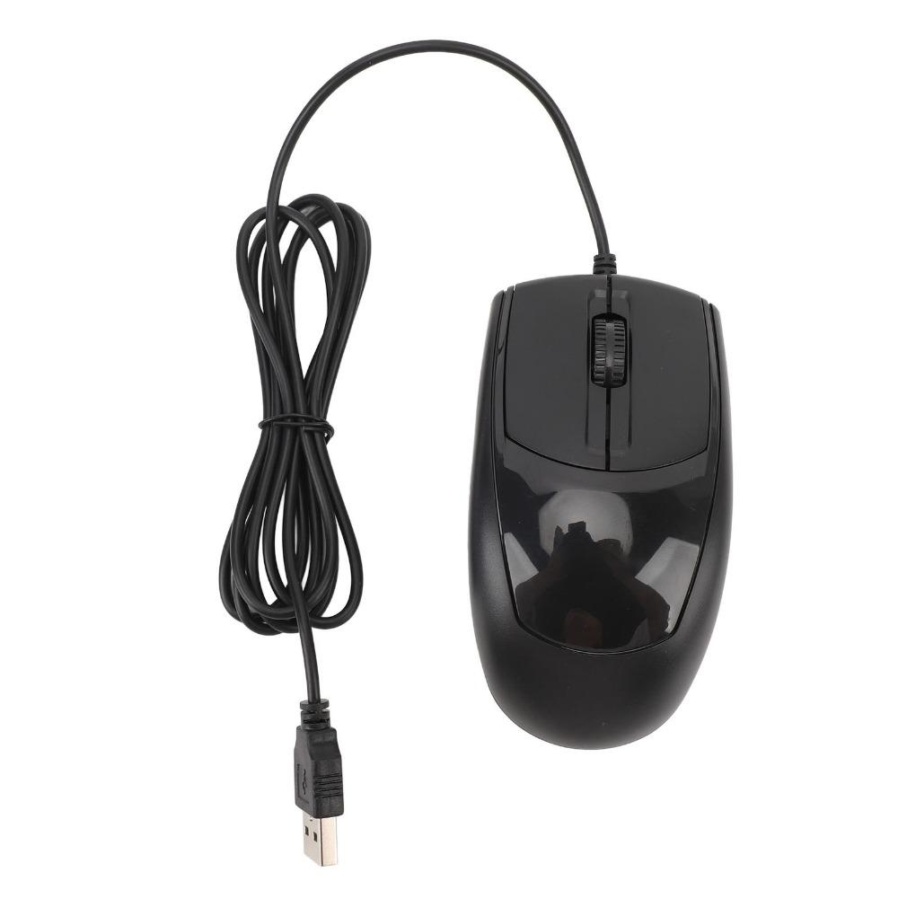 Plug Play USB Wired Mouse Black Optical Mouse Comfort Grip Corded Computer Mouse Work Home