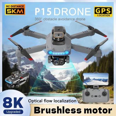 2026 Новый Мини-дрон P15 GPS Профессиональный 8K HD Камера Предотвращение Препятствий Аэросъемка Бесколлекторный Складной Квадрокоптер Подарок Игрушка