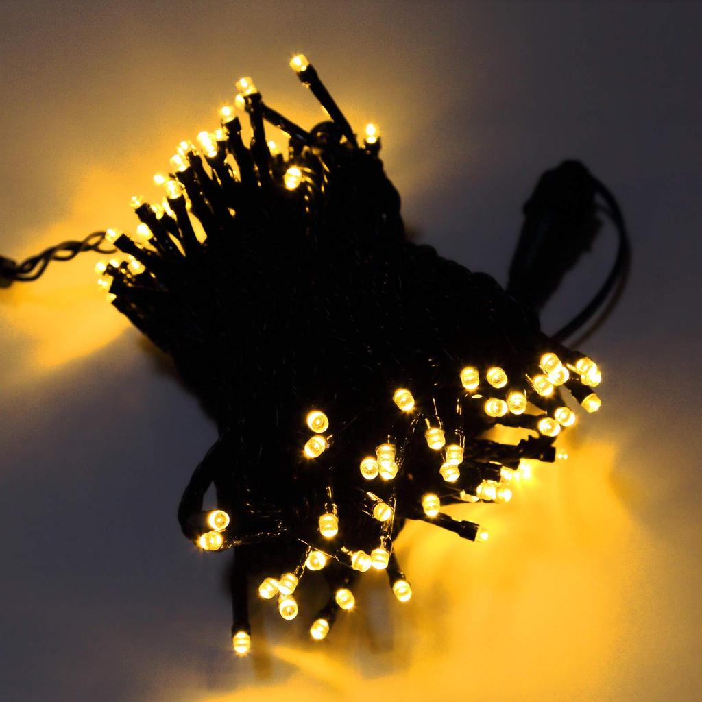 Outdoor LED Waterproof and 100 Warm White [Commercial-Grade, Heavy-Duty] Lighting, Rainproof, Straight, 10m, Bulbs, (Gold)