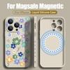 Магнитный чехол с цветочным принтом для iPhone Air 16e 17 16 15 14 13 12 Pro Max 11 Для Magsafe Беспроводная зарядка Силиконовый Мягкий ТПУ Чехол