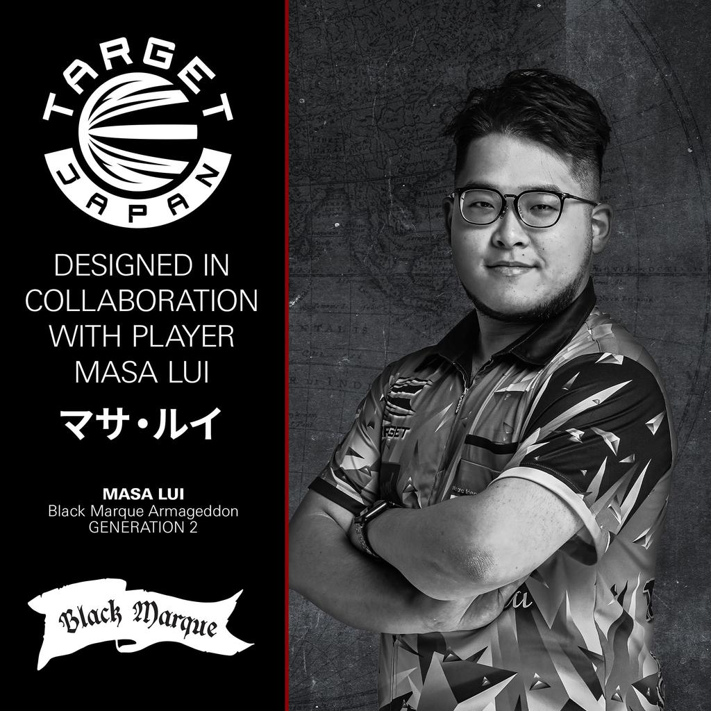 Target Japan BLACK MARQUE LITE ARMAGEDDON GEN 2 SP STEEL TIP DARTS Masa Rui Model Tungsten Steel Tip Dart 22G Shape SWISS SILVER NANO POINT 30MM 90%