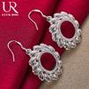 925 Sterling Silver Round Wind Wheel Pendant Perforated Earrings Fashionable Wedding Jewelry