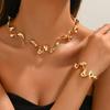 2024 Hip-Hop Chic Women's Necklace & Bracelet Set - Geometric Design, High-End Style
