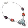 Tree Agate, Garnet Gemstone 925 Sterling Silver Jewelry Necklace 18"