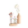 Kit socle en bois naturel et fiole en verre - fleurs acrylique + 4 mots bois - 8,5 x 1,7 x 3,6 cm - vase soliflore