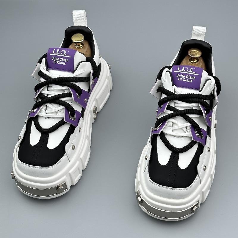 Мода Мужская Мода Большая Голова Толстая Подошва Дерби Обувь Тренд Заклепки Универсальная Повседневная Обувь Панк Шнуровка Обувь для Скейтборда Zapatillas Hombre