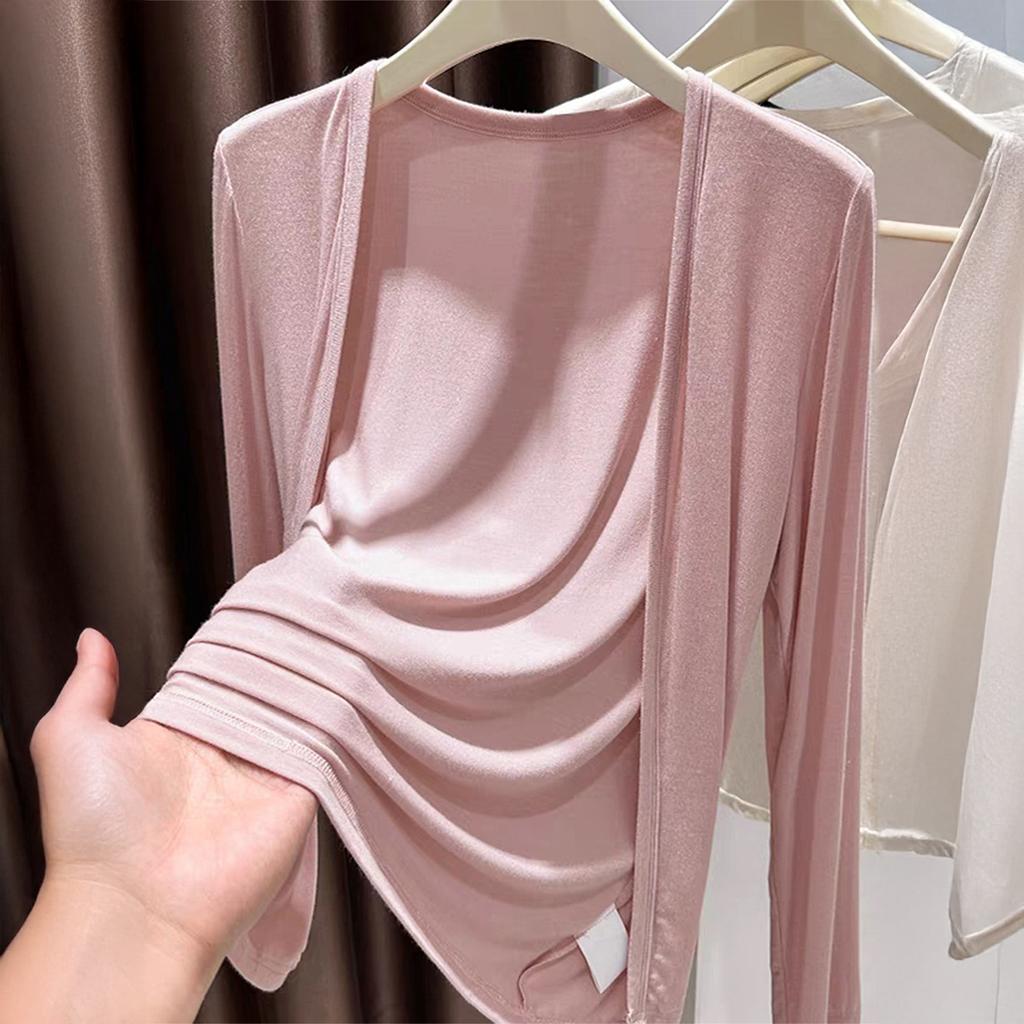 Long-sleeved Solid Color Cardigan Shirt for Women 2025 Autumn and Winter New Style Fashionable and Versatile