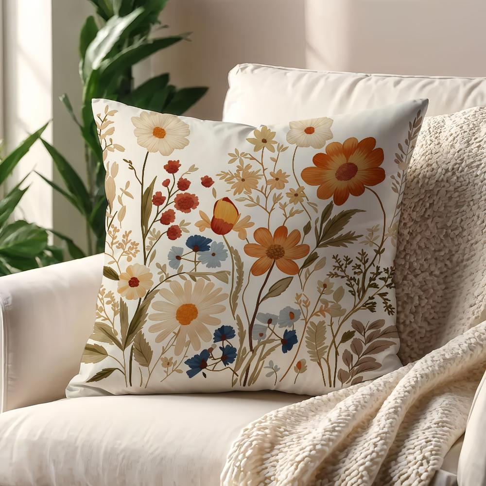 Brightly colored flowers cushion cover For Pillow Printing Sofa Decoration Home Car Room Coffee Shop Office Nordic Simplicity
