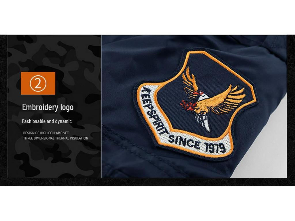 Мужская зимняя куртка большого размера со стойкой - Теплая, толстая хлопковая куртка-авиатор