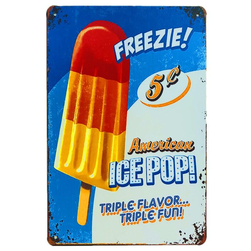 Shabby Chic Vintage Metal Tin Signs BBQ Fast Food Hamburger Cupcake Pop Corn Hot Dog Wall Decor for Kitchen Cafe Diner Bar