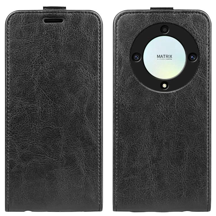 Чехол для телефона с держателем для карт Honor X9a 5G Crazy Horse с текстурой из искусственной кожи и вертикальной откидной крышкой