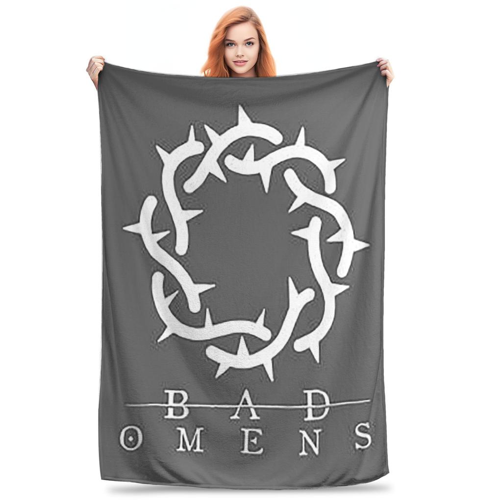 Логотип Bad Omens Мерч в стиле Metalcore Черный Металлический Плед Фланелевый Плед для Дивана Постельного Белья Путешествий Покрывало