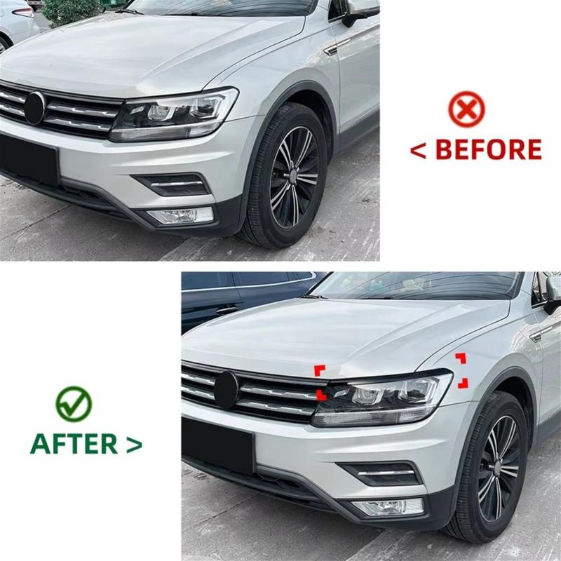 For Volkswagen Tiguan MK2 2017-2020 Headlight Eyelid Trim Sticker Fit,Head Lamp Eyebrow Decorative Strip,Self-Adhesive No Drilling Sport Exterior