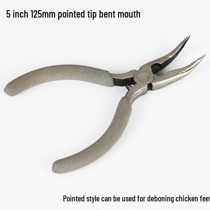 6" и 8" плоскогубцы с изогнутыми губками: Зубчатые губки для выдергивания гвоздей и захвата предметов, готовы к работе в тигле, с заостренной головкой.