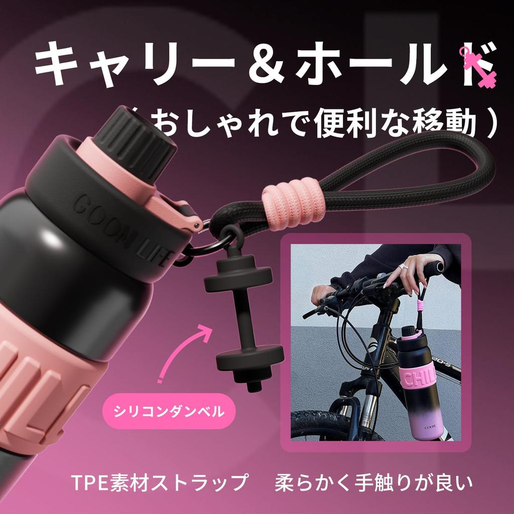 Бутылка для воды GERM объемом 680 мл, термос с трубочкой, большой емкости, из нержавеющей стали 31603, с вакуумной изоляцией, в комплекте, с ремешком, без протечек