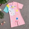 2025 Summer New Kids' Cartoon Swimsuit: Girls' One-Piece or Boys' Short-Sleeved Suit