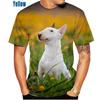 Летняя футболка с круглым вырезом, милым животным, рисунком бультерьера, 3D-принтом, модная, повседневная, с коротким рукавом, мужская