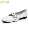 Casual Women Shoes Spring Genuine Leather Mother Flat Shoes Square Soft  Bottom Women Shoes