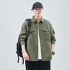 Heavy Washed Cotton Japanese Retro Trendy Brand Loose Casual Shirt Jacket Dark Gray Army Green Jujube