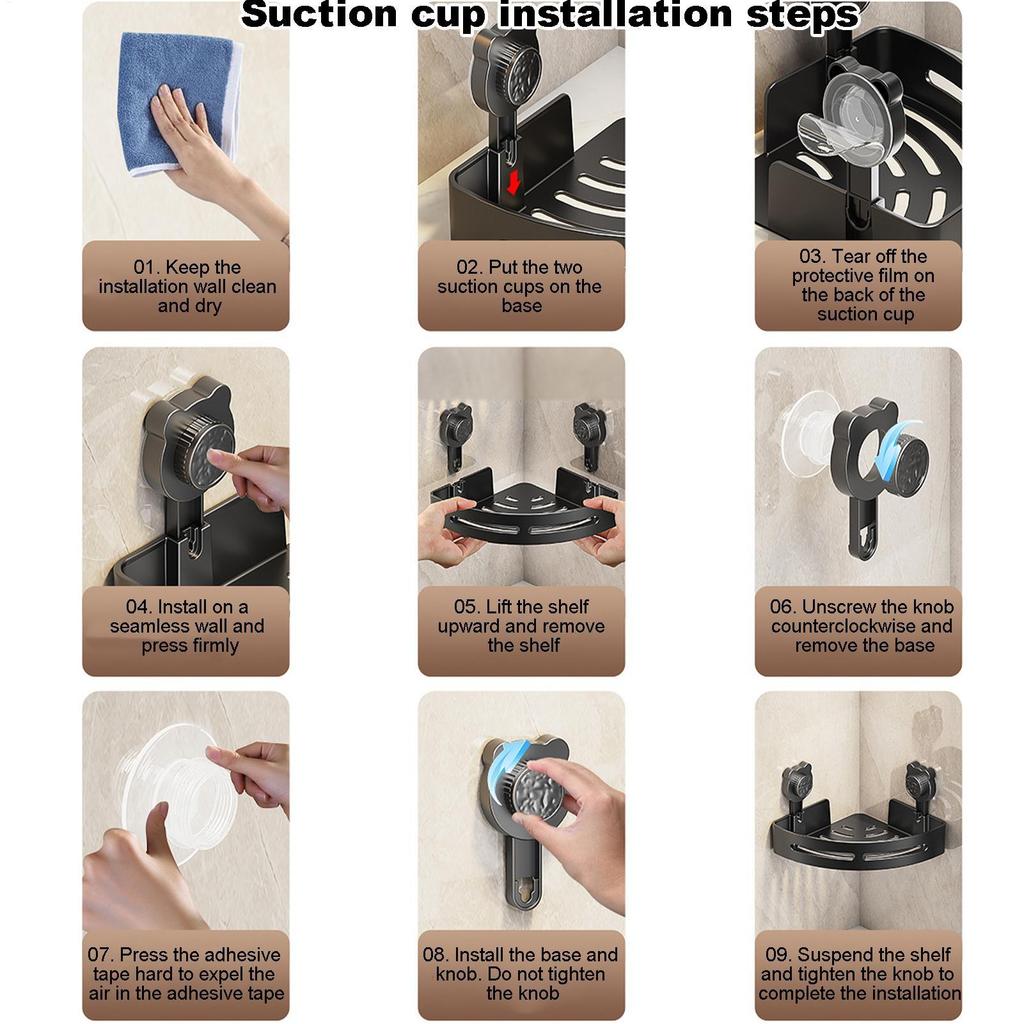 ABS Полки для ванной комнаты на присоске Стеллаж-полка для хранения в ванной без сверления отверстий Угловая настенная полка Держатель для шампуня