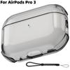 (Чистый черный) Прозрачный чехол для наушников AirPods Pro 3 с ремешком, мягкий прозрачный защитный чехол для AirPods Pro 3-го поколения