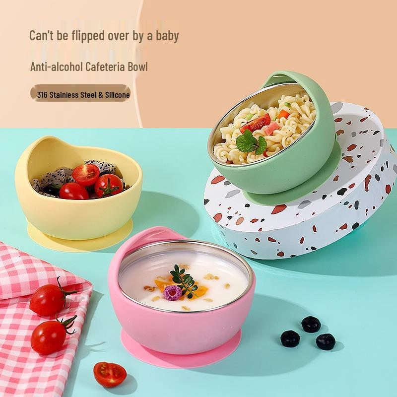 Silicone Snail Baby Bowl: Stainless Steel Suction Cup Bowl for Toddlers - Anti-Fall Training Bowl