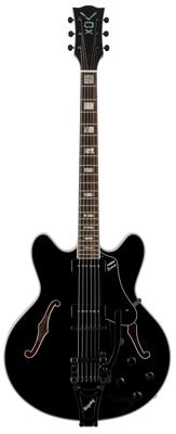 Электрогитара VOX с бриджем Bigsby и 2 звукоснимателями Soap Bar Bobcat V90 с полуполыми звукоснимателями Jet Black, Bigsby,