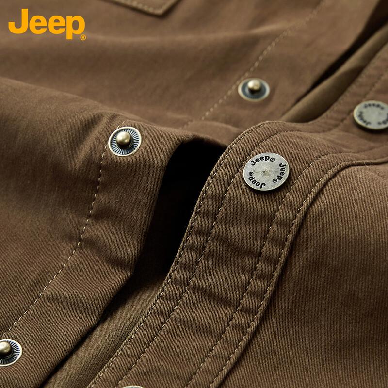 Jeep Мужская рабочая рубашка с длинным рукавом из стираного хлопка