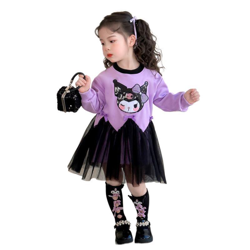 Cute Cartoon Tulle Princess Dress For Girls Long Sleeve Spring Autumn Party Gown Baby Toddler Clothing