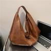Women Armpit Bag Large Capacity Handbag All-matching Shoulder Bag Shopping Bag PU Leather Underarm Bag Dumplings Bag  Coffee