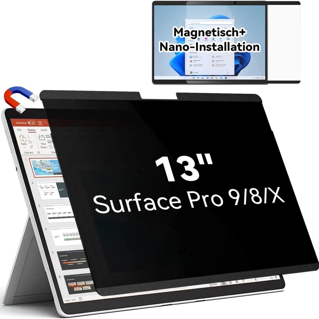 Magnetic Privacy Screen for Microsoft Surface Pro 9 2022 / Surface Pro 8 2021 / Surface Pro X, Surface Pro Privacy Filter 13 Inch Screen Protector