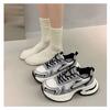 Новинка 2024 года Zhao Ruth с той же универсальной повседневной обувью на толстой подошве в цветовой гамме, женские серебристые спортивные трендовые кроссовки