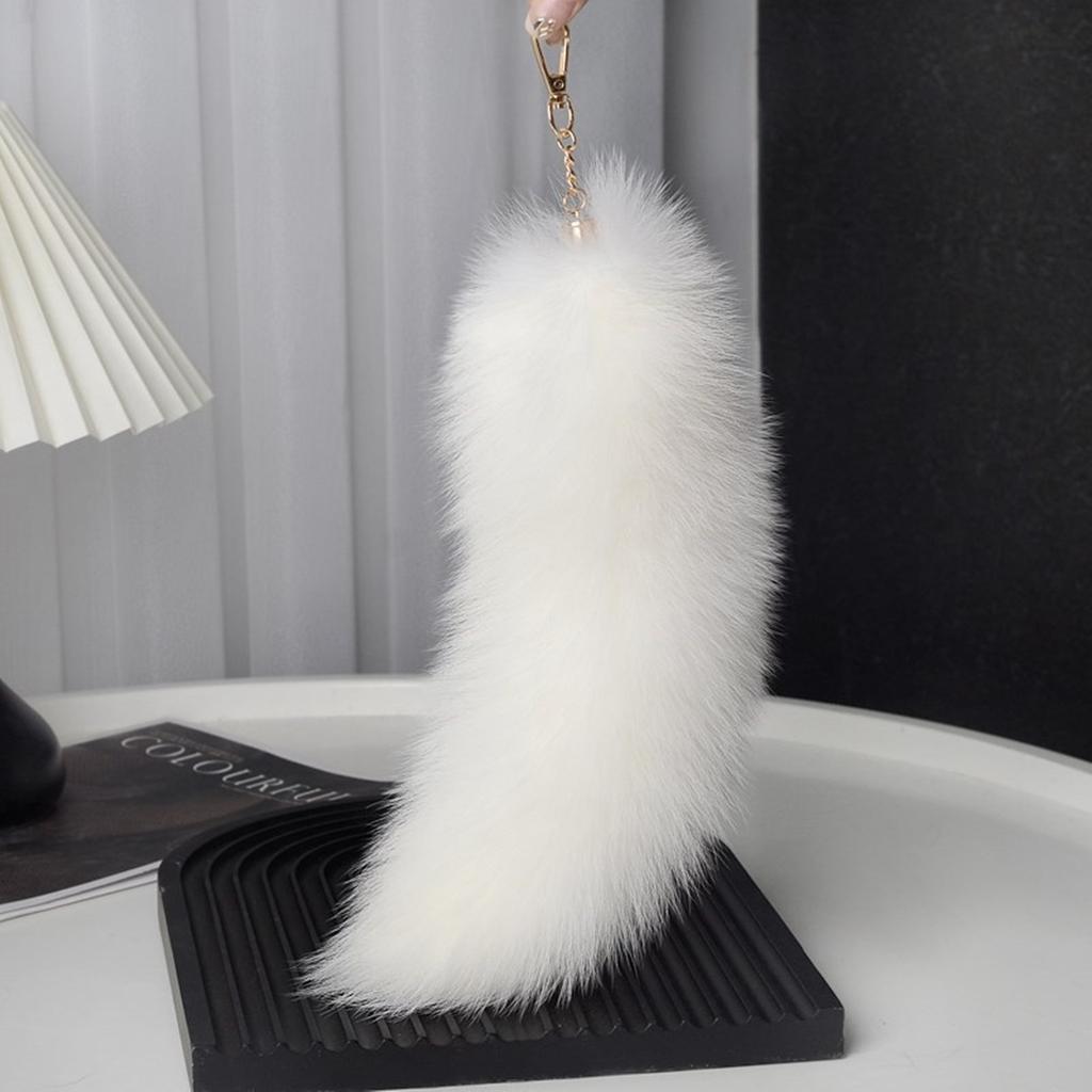 Fluffy Faux Fur Fox Tail Keychain Elegant Keyrings Charm with Foxes Tail Pendant Fashionable Keychain Decorations