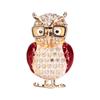 Брошь 'Сова в очках' Сплав Стразы Милая брошь с животным для женщин Девочек Праздничное ювелирное украшение ПодарокКрасный