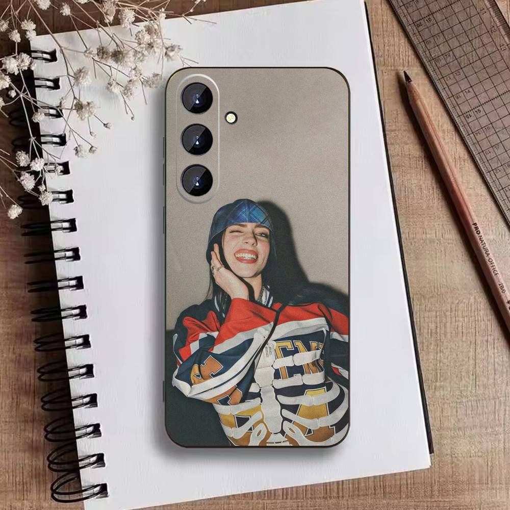 Чехол для телефона S-Singer B-Billie Eilish для Samsung Galaxy A73,21,22,32,71,53,52,51,80,5G Мягкий черный чехол