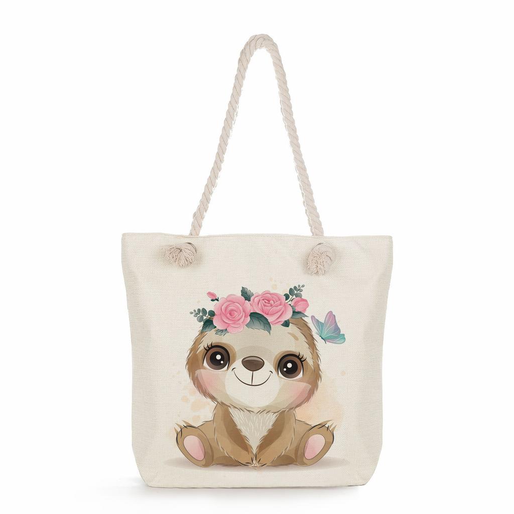 Многофункциональная Милые животные Принт Толстая веревка Плечо Пляжная сумка 7586