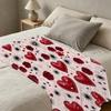 High-Density Flannel Fleece Blanket Soft Love Rose Pattern, Cozy Home & Car Throw, Lightweight Warmth for Air Conditioning, Ideal Valentine's Gift