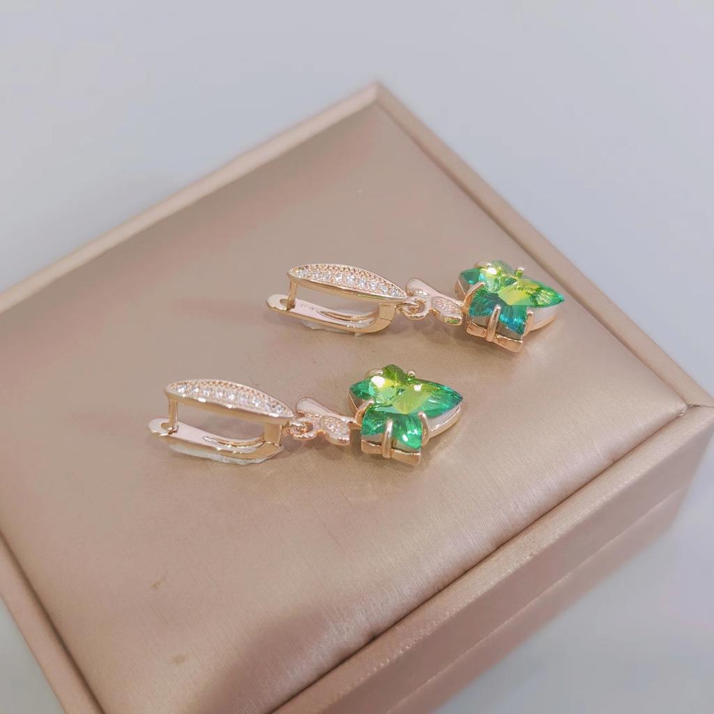 Серьги-капли с хрустальными листьями для женщин, модные ювелирные аксессуары золотого цвета для вечеринок