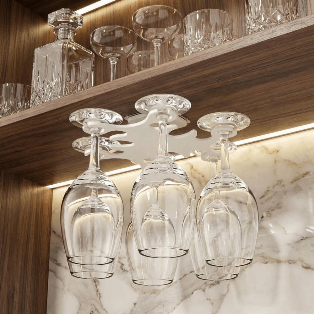 No Punching Rotating Wine Glasses Rack Wall Mounted Goblet Hanging Rack for Home