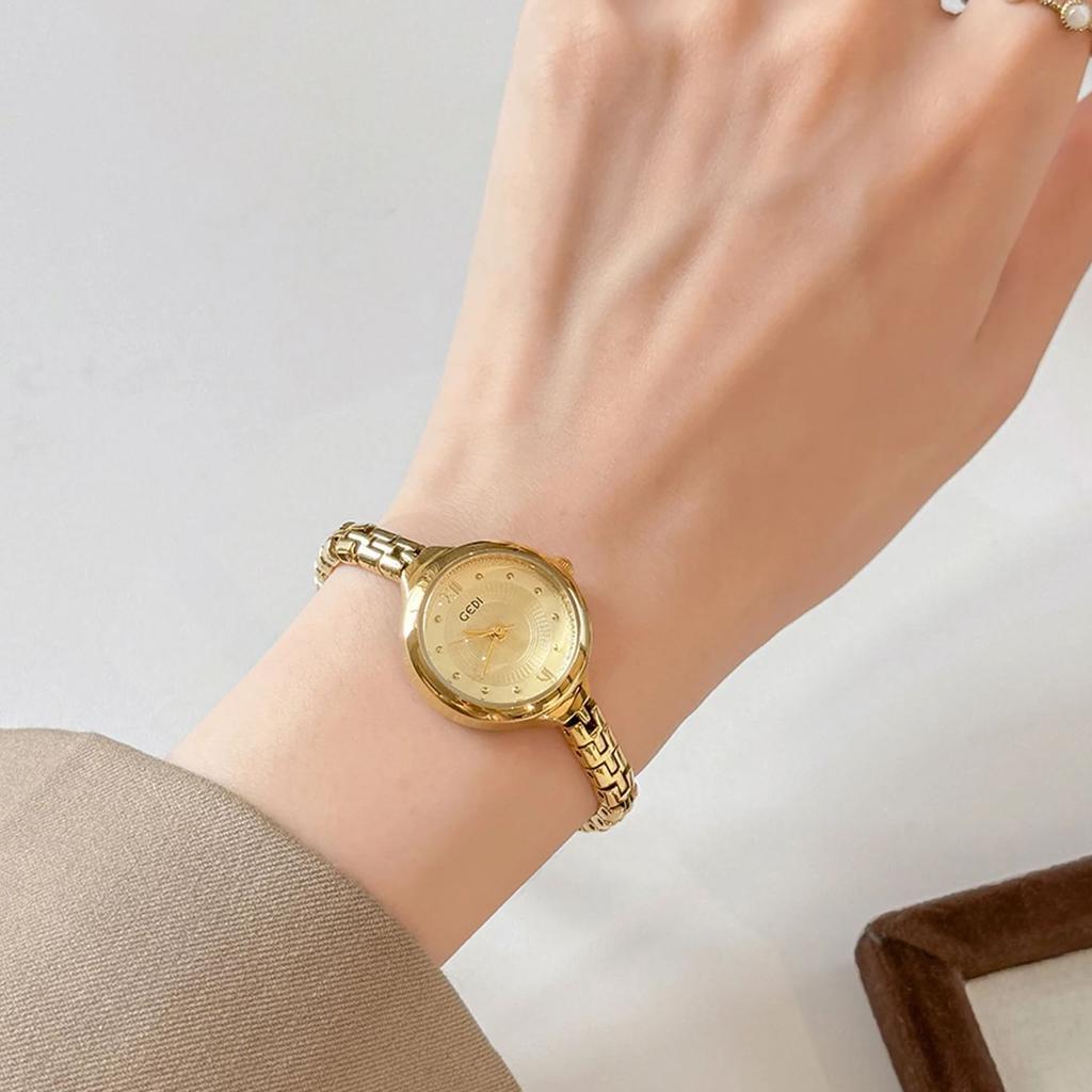 GEDI Fashion Retro Luxury Ladies Watch with Small Round Dial Bracelet Women's Watches & Clocks to Match Outfits New Arrival