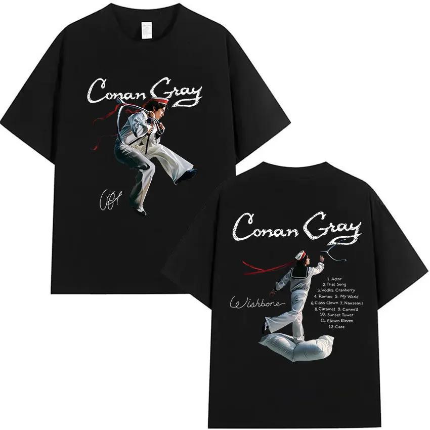 Мужская футболка Conan Gray Wishbone World Tour Винтажная Высококачественная Модная футболка Мужская Хлопковая футболка с коротким рукавом