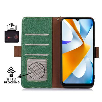 Для Xiaomi Poco C55 4G/Redmi 11A 4G/Redmi 12C 4G Чехол для телефона из натуральной кожи с RFID-блокировкой, кошелек, подставка для телефона, крышка