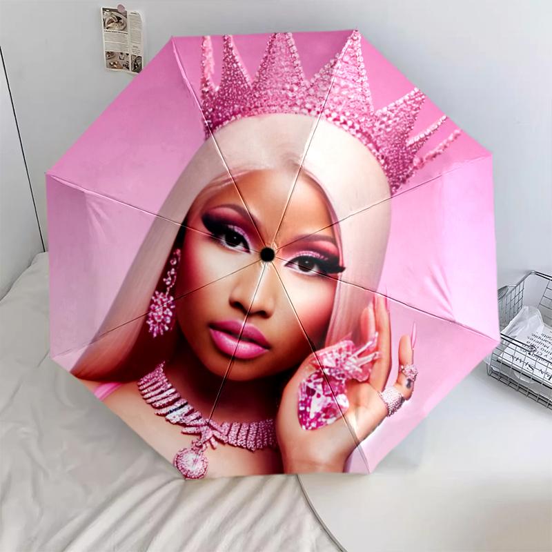1 шт. Автоматический складной зонт - Узор Nicki Minaj, Портативный и складной дизайн с 8 спицами, Рождественские и новогодние подарки