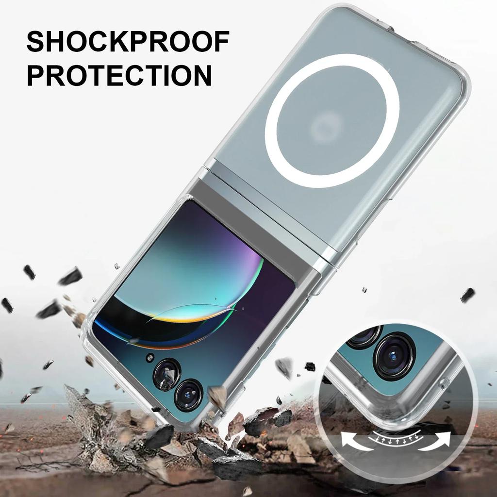 Высокопрозрачный HD чехол для телефона MOTO RAZR 60 Pro Ultra 50 40 Plus, магнитный, для беспроводной зарядки, ультратонкий защитный чехол