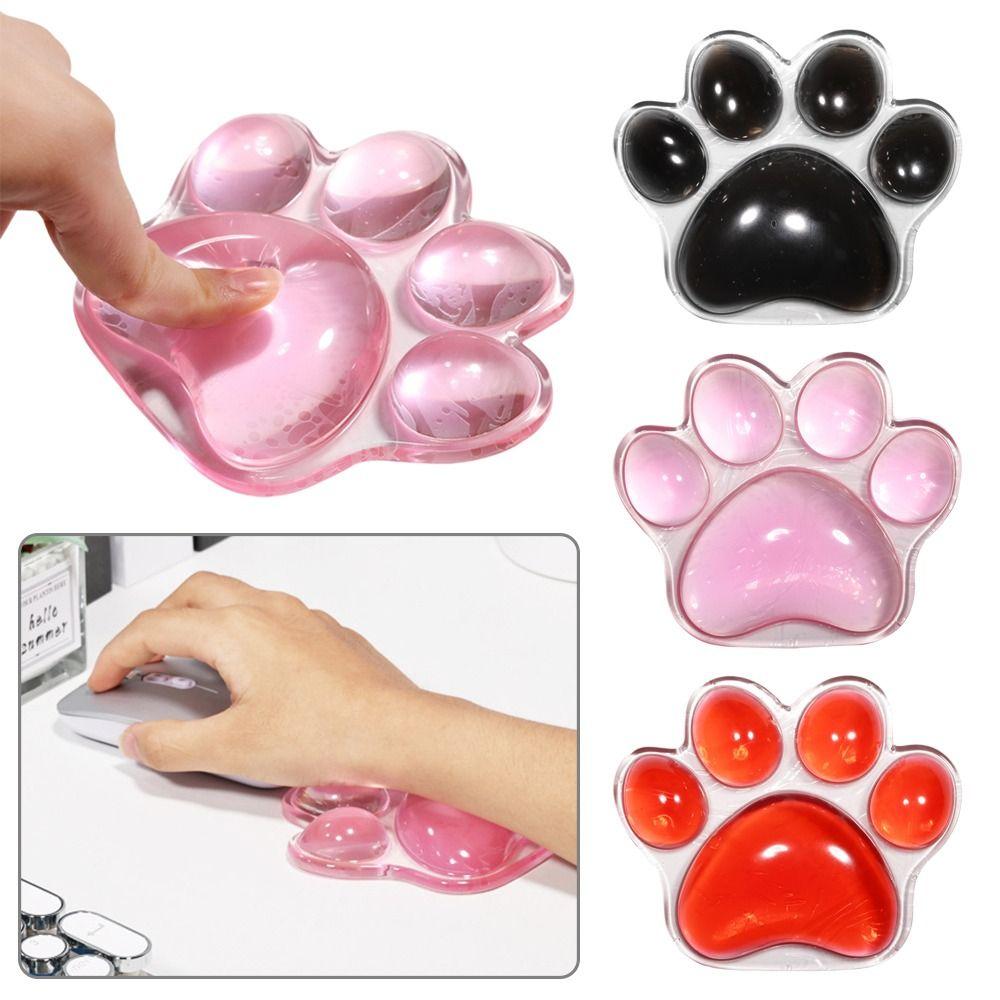 Transparent Cute Cat's Paw Shaped Mouse Pad Wrist Guard Non Slip Protection Hand Support Desktop Laptop Mouse Pad Wrist Rest