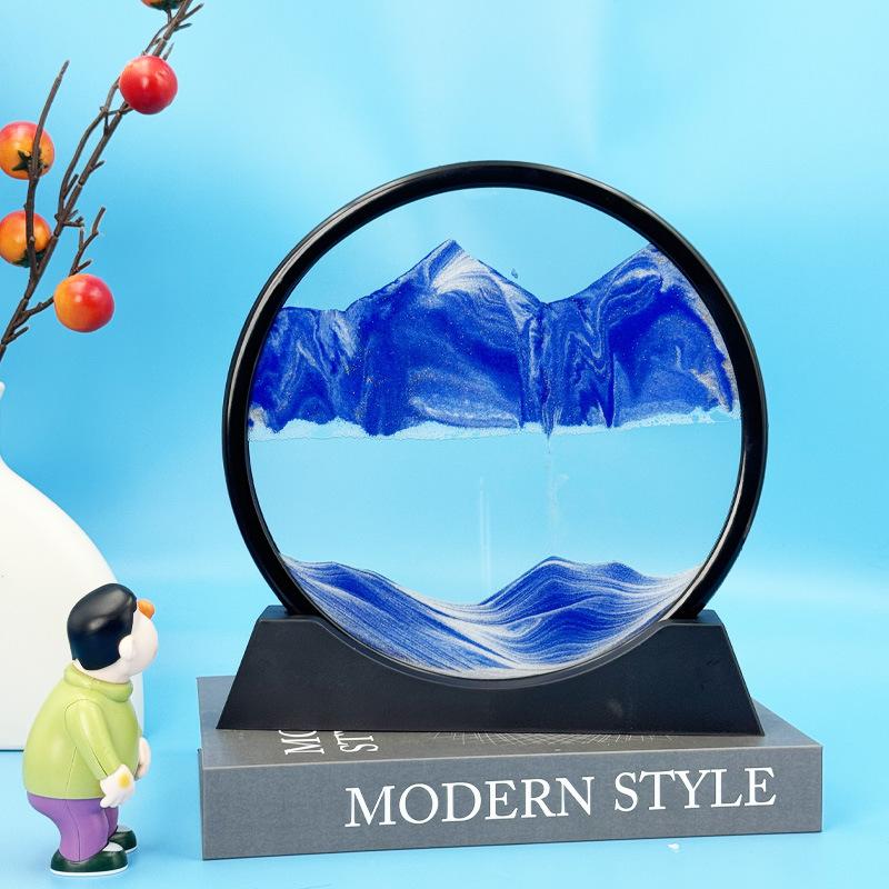 3 шт. 3D Картина из движущегося песка Круглое стекло Глубоководный песочный пейзаж Песочные часы Зыбучий песок Ремесло Текучий песок Живопись Офис Домашний декор Подарок