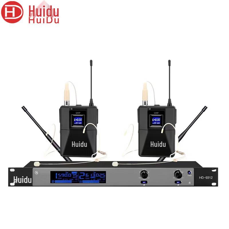 HuiDu HD-9312 Профессиональная UHF Беспроводная Двухмикрофонная Система (Китайская версия)