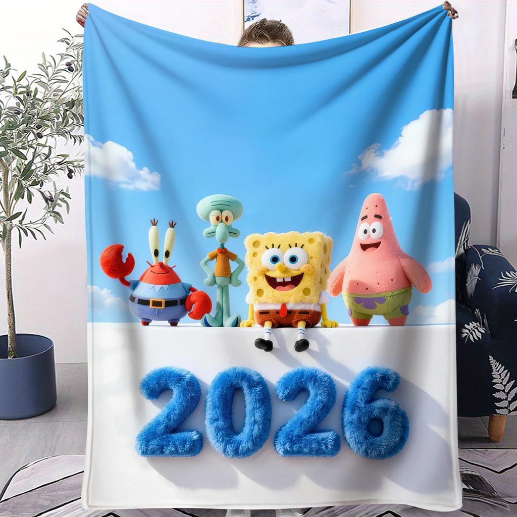SpongeBobFriends Fun Collage Blanket Warm Cozy Portable Flannel Blanket for Home Camping Travelling Gifts for Girls Boys