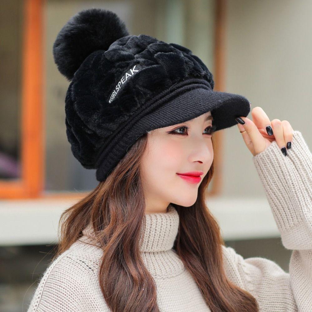 Soft Duck Tongue Cap Fluffy Plush Winter Hat Fashion Visors Hat  Women Girl